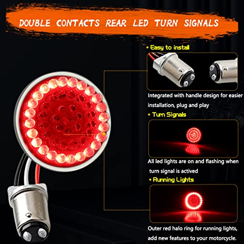 MotoParAcc 1157 Front Rear LED Turn Signal, 2 Inch Bullet Double Contacts Motorcycle Brake Running Light for Harley Street Glide, Dyna, Sportster 1200, Iron 883, Road King 2020 - Image 3