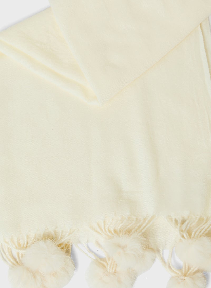 ELLA Pompom Detail Long Winter Scarf  - Image 2