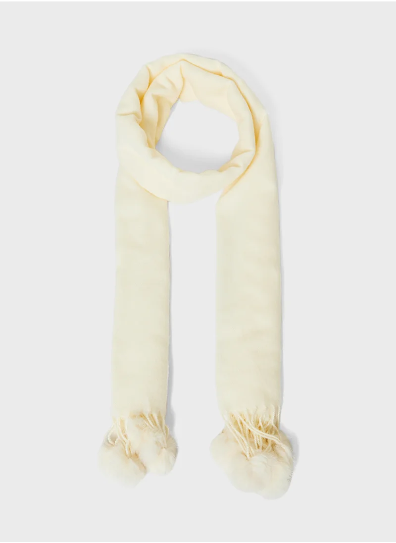 ايلا Pompom Detail Long Winter Scarf