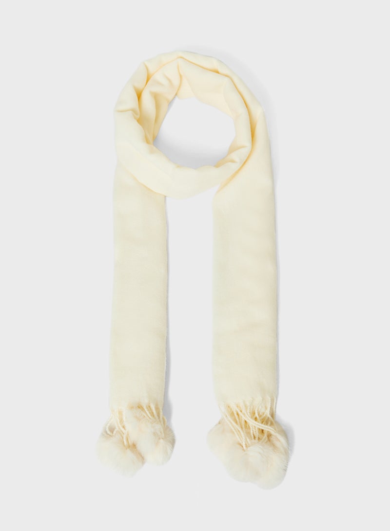 ELLA Pompom Detail Long Winter Scarf  - Image 1