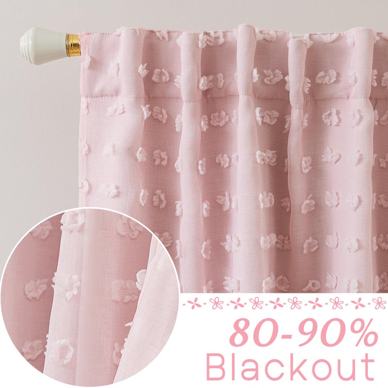Lino Rosa Pink Sheer Blackout Curtains 63 Inch Length,Romantic Soft Rod Pocket Blackout Girly Curtains for Bedroom - Image 2