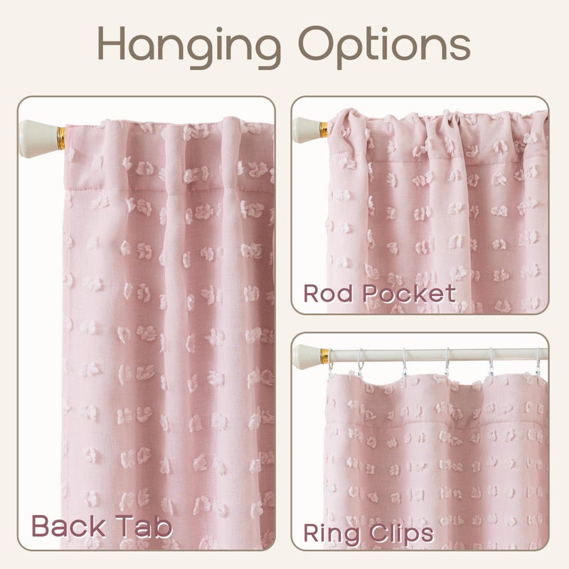 Lino Rosa Pink Sheer Blackout Curtains 63 Inch Length,Romantic Soft Rod Pocket Blackout Girly Curtains for Bedroom - Image 4