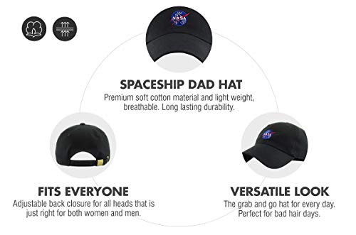 KBETHOS KBSV-036 BLK NASA Spaceship Alien Vintage Dad Hat Baseball Cap Polo Style Adjustable Unisex (One Size, A Black NASA Insignia) - Image 4