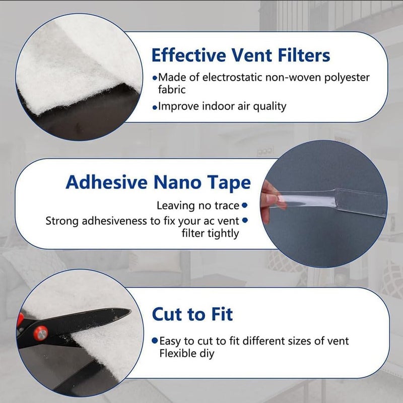 X spring Air Vent Register - 2m x 1m Washable Air Conditioner Filter with Self - Adhesive Backing - Image 3