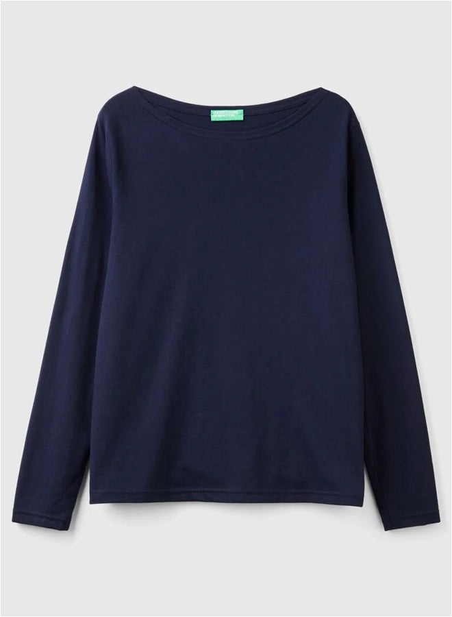 Benetton Women Boat Neck Long Sleeve T-Shirt - Image 4