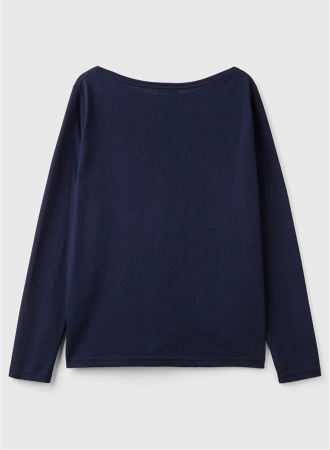 Benetton Women Boat Neck Long Sleeve T-Shirt - Image 5