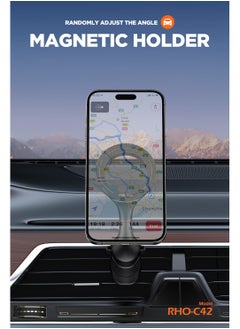 Recci MagSafe Car Mount with 20*N52 Magnet Magnetic Phone Holder for Car Air Vent Upgrade Steel Hook Clip 360° Rotatable Car Phone Mount Ultra Strong Magnets One-hand Operation Double Universal Rotation Compatible With iPhone 16 15 14 13 12 Series ‎Samsung S24 S23 etc Black  - Image 2