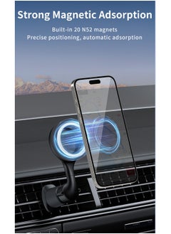 Recci MagSafe Car Mount with 20*N52 Magnet Magnetic Phone Holder for Car Air Vent Upgrade Steel Hook Clip 360° Rotatable Car Phone Mount Ultra Strong Magnets One-hand Operation Double Universal Rotation Compatible With iPhone 16 15 14 13 12 Series ‎Samsung S24 S23 etc Black  - Image 4