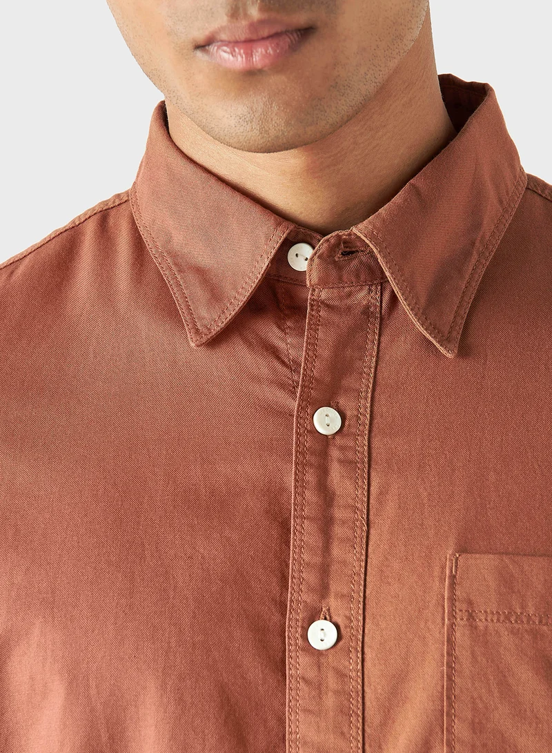 لي كوبر Lee Cooper Solid Shirt with Long Sleeves and Pocke