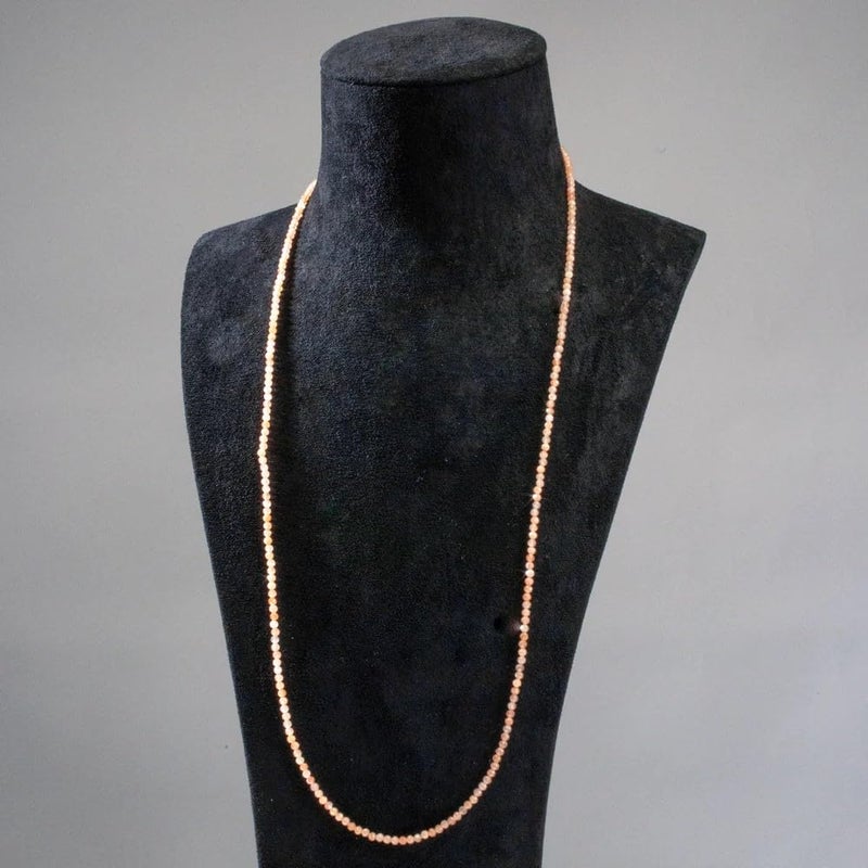 KALIFANO - 3mm Peach Moonstone Faceted 31" Necklace/Multi Wrap Bracelet, Handcrafted, Adjustable, Stylish and Elegant - Image 2