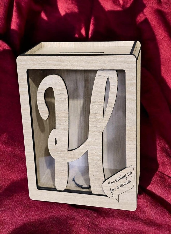 LACUM® Letter Piggy Bank - Custom Wooden Money Bank for Kids & Adults - Sunmica Coated Engineering Wood with Transparent Acrylic Front - Unique Gifts (Letter H) - Image 4