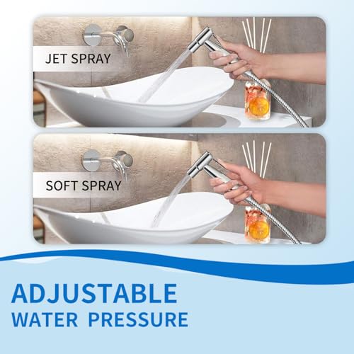 BLYPHOO Handheld Bidet Sprayer for Toilet Premium Stainless Steel Cloth Diaper Sprayer Set Upgraded Jet Sprayer for Toilet wLeakproof Hose High Pressure Bathroom Bidet Sprayer Set Muslim Shower Silver - Image 3