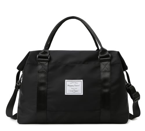 NWLR Travel Duffle Bag Weekender Overnight Bag Gym Tote with Dry and Wet Separated Pocket for Women Girls Shoulder Workout Duffel Bag Water Resistant black - Image 1
