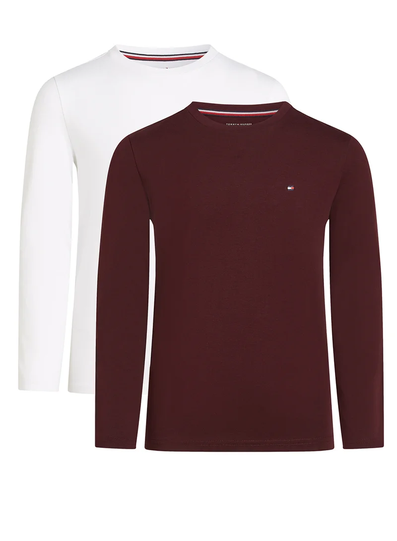 تومي هيلفيغر طقم قطعتين قمصان قطنية برقبة دائرية بشعارات للأطفال