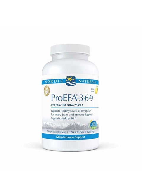 ProEFA 3-6-9, Lemon Flavor - 180 Soft Gels - 565 mg Omega-3 - EPA & DHA with Added GLA - Healthy Skin, Cognition, & Positive Mood - Non-GMO - 90 Servings