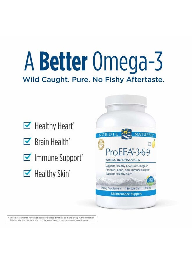 ProEFA 3-6-9, Lemon Flavor - 180 Soft Gels - 565 mg Omega-3 - EPA & DHA with Added GLA - Healthy Skin, Cognition, & Positive Mood - Non-GMO - 90 Servings