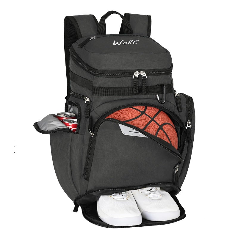WOLT Basketball Backpack Large Sports Bag with Separate Ball Compartment and Shoes Pocket for Basketball Soccer Rugby Volleyball Baseball - Image 2