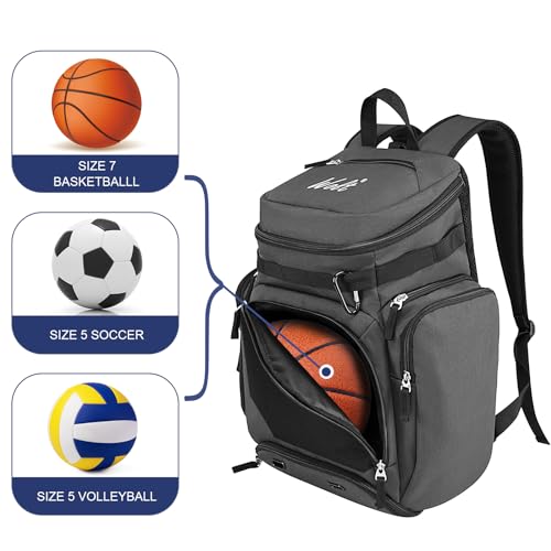 WOLT Basketball Backpack Large Sports Bag with Separate Ball Compartment and Shoes Pocket for Basketball Soccer Rugby Volleyball Baseball - Image 3