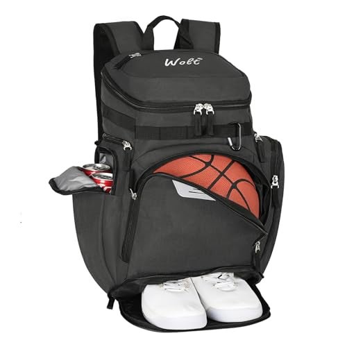 WOLT Basketball Backpack Large Sports Bag with Separate Ball Compartment and Shoes Pocket for Basketball Soccer Rugby Volleyball Baseball - Image 1