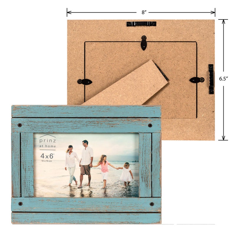 Prinz Homestead Distressed Wood Picture Frame, for 4x6 Photos, Wall or Tabletop Display, Blue - Image 3