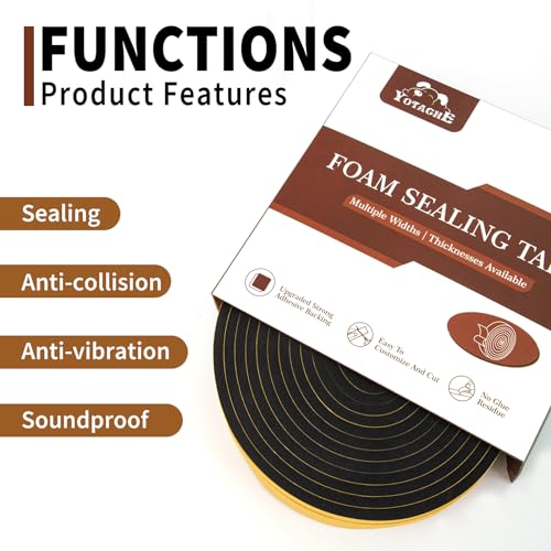 Yotache Weather Stripping Door Seal Strip 1/2 x 1/4 inch, 2 Rolls x 13Ft, New Adhesive Foam Insulation Tape for Door Frames, Windows, Total 26Ft - Image 5