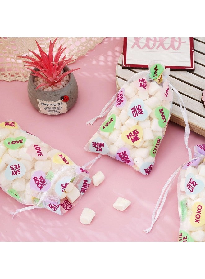 Whaline 80Pcs Valentine'S Day Organza Bags Drawstring Conversation Heart Sheer Gift Bags Colorful Jewelry Gift Bags Candy Treat Bags For Wedding Anniversary Party Favor Supplies - Image 5