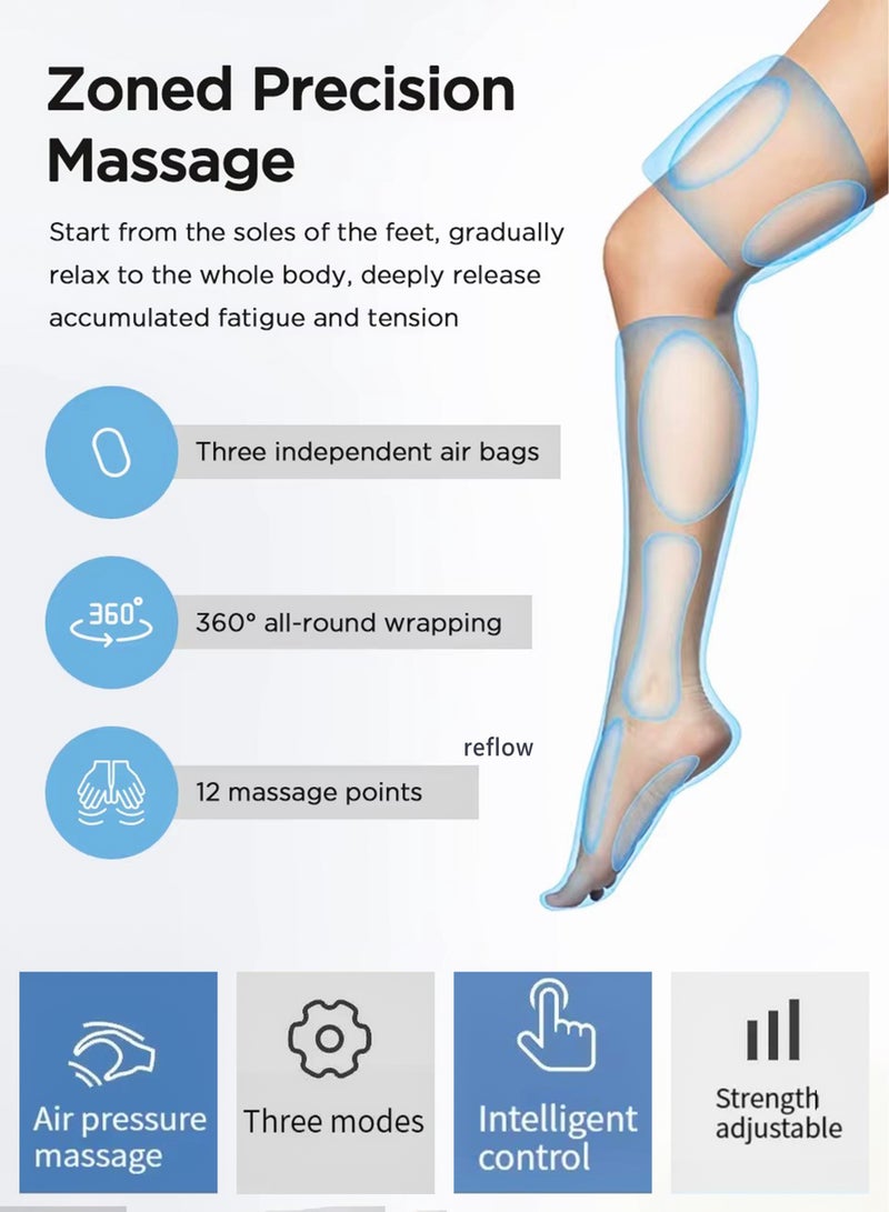 Generic Electric Air Pressure Full Leg Massager Foot Calf Thigh Feet Shiatsu Airbag Massage Compress Blood Circulation Muscle Relaxation And Tissue Pain Relief Rhythmic Compression 3 Modes and 6 Intensities For Gifts Mom Dad Great Health - Image 3