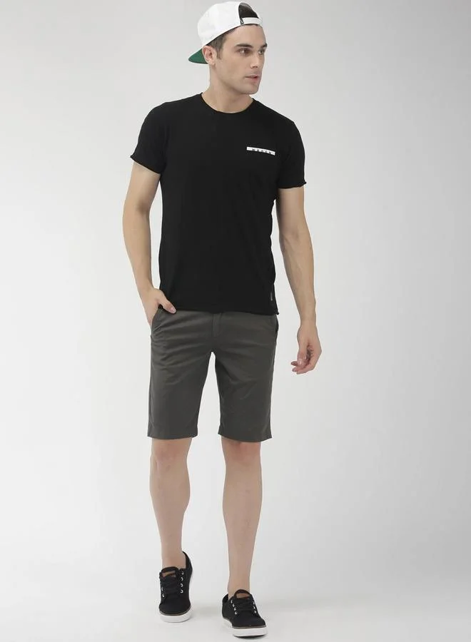 The Indian Garage Co Grey Men Grey Slim Fit Solid Shorts for Men | Best Price UAE