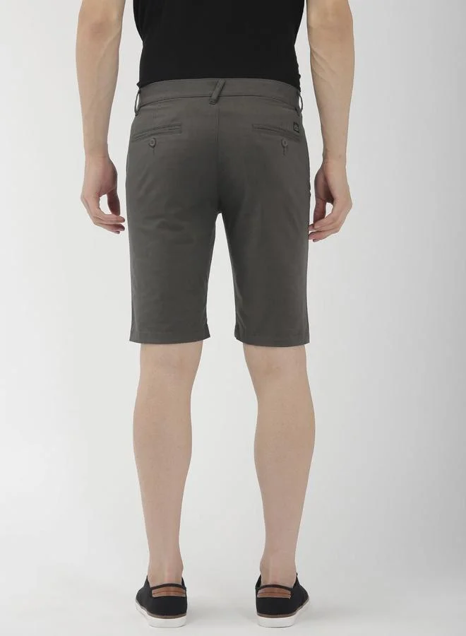 The Indian Garage Co Grey Men Grey Slim Fit Solid Shorts for Men | Best Price UAE