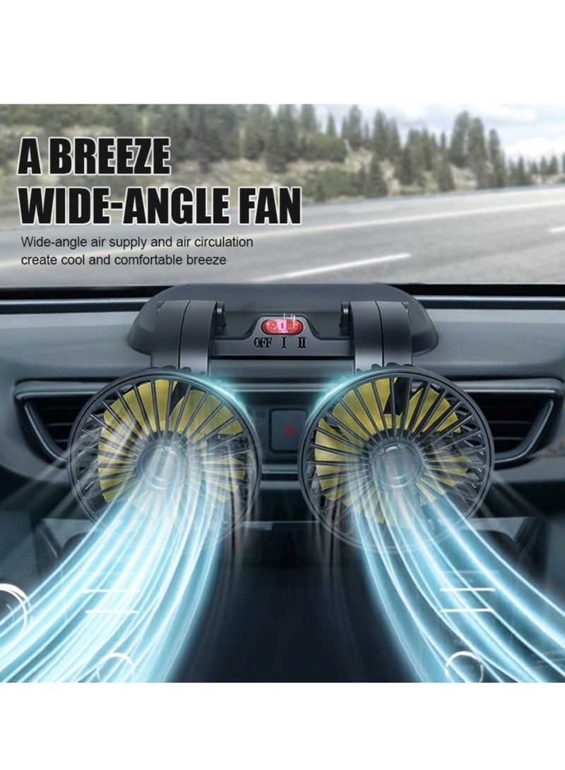 Loquat Car 12V Cooling Fan for Car Dual Heads Fan with 2 Speed Mode Small Car Fan 360° Rotation Personal Mini for Dashboard SUV RV Truck Boat All Vehicle Home Office - Image 5