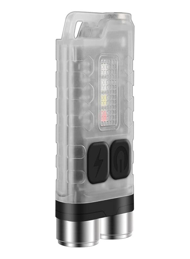 فورتكس مصباح Vortex V3-White EDC اليدوي مع إشارات طوارئ من الأشعة فوق البنفسجية والزرقاء، قوي بقدرة 900 لومن، قابل لإعادة الشحن، صغير الحجم، مزود بـ 10 أوضاع إضاءة، منفذ USB من النوع C، مقاوم للماء بمعيار IP65، طرف مغناطيسي - Image 1