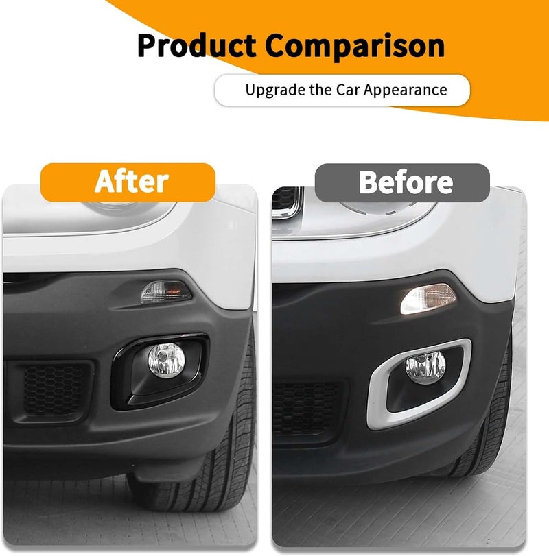 Hoolcar Front Fog Light Covers for Jeep Renegade 2016-2018 - Image 2