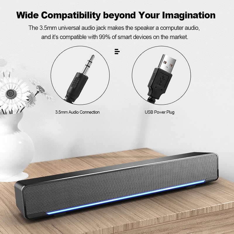 Sound Bars, Mini Speaker Stereo Subwoofer, Bass Surround Sound Box Wired, Music Player, with USB / 3.5 mm Audio Input for PC Laptop Smartphone Tablet MP3 MP4 - Image 5