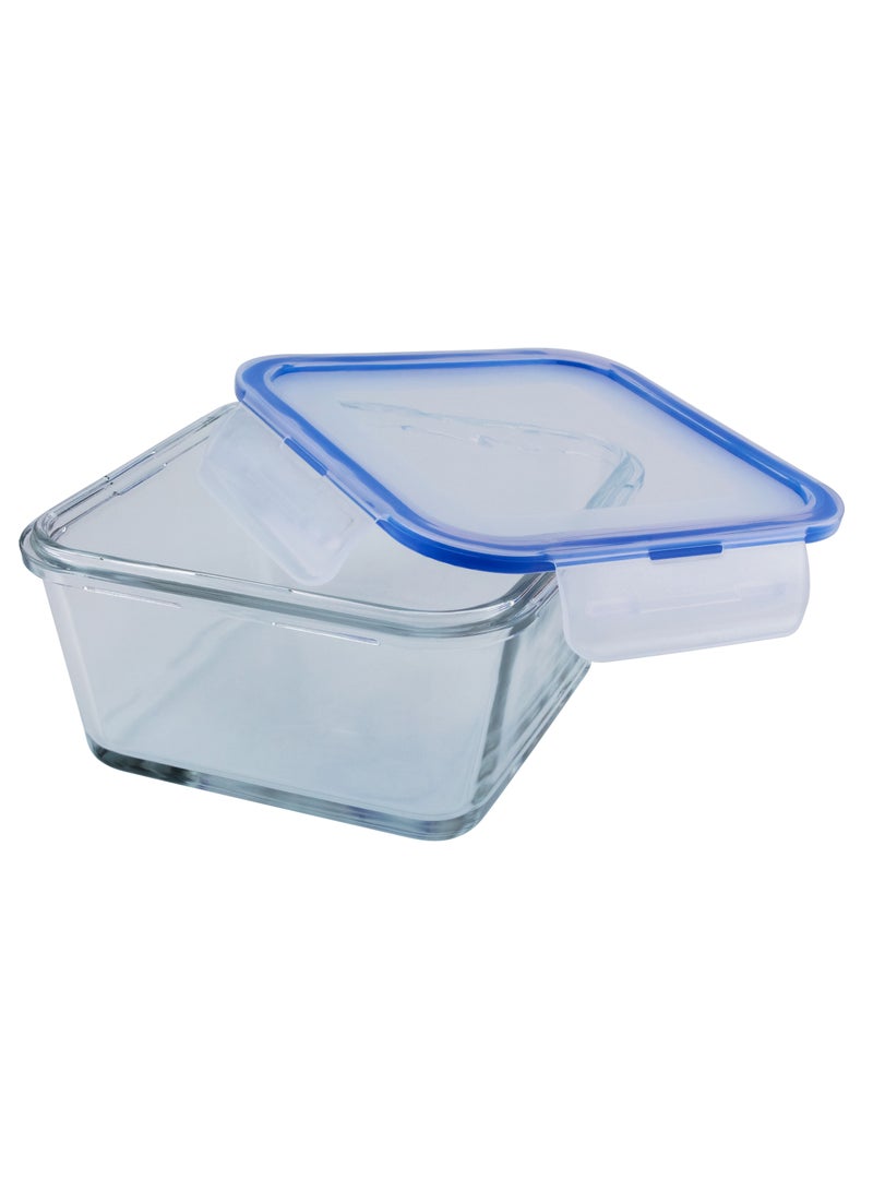 Mondex عبوة تخزين طعام زجاجية مربعة 400 مل و 900 مل مع غطاء أزرق - 2 قطعة - Image 4