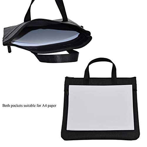 Enyuwlcm Waterproof Zipper Document Bag Handle Meeting Office Organizer Briefcase Black - Image 5