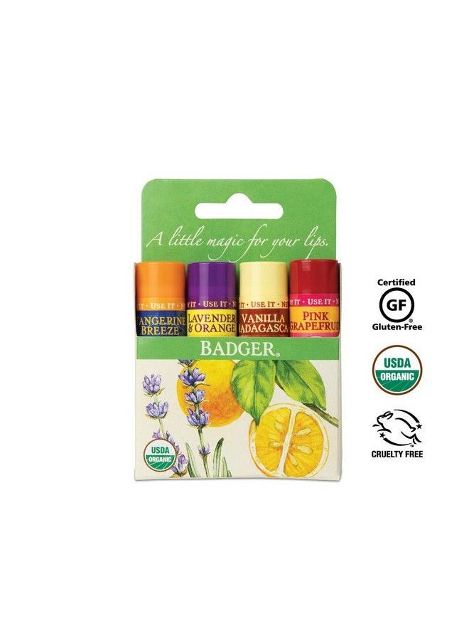 Badger - Organic Lip Balm 4 Sticks Gift Set Green Pack By Grafton International 24 Oz - Image 1