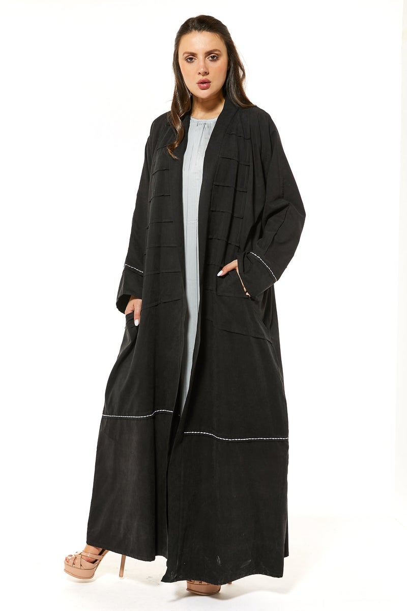 Moistreet Embroidered Flared Sleeve Abaya - Image 1
