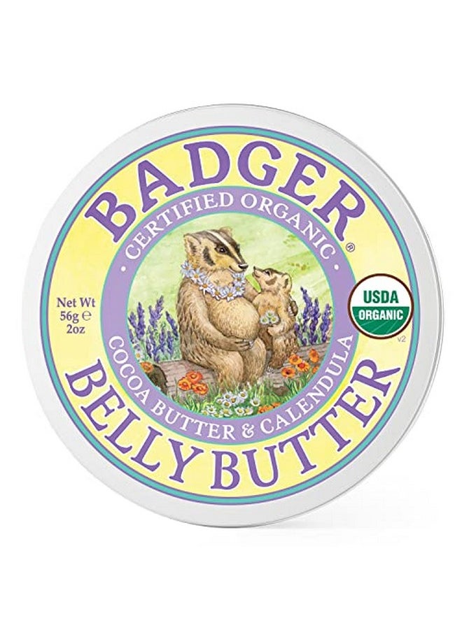 Badger زبدة بطن Adger زبدة الكاكاو والآذريون زبدة بطن عضوية معتمدة فيتامين E زبدة بطن زيت جوز الهند زبدة بطن الحامل للبشرة الممتدة 2 أونصة  - Image 1