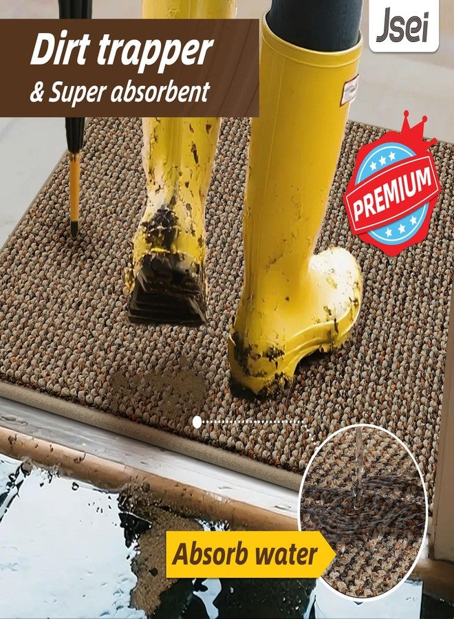 JSEI Dirt Trapper Door Mat 20"x32" Non-Slip Washable Entrance Mat, Dog Doormats, Absorbent & Fade-Resistant Floor Mats, Low Profile Welcome Mats for Entryway, Front Door, and Inside Entrance, Beige - Image 4