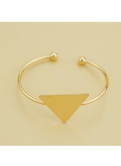 Generic Geometric Triangular Glossy Bracelet Women's Ball Beads Accessories Half Open Brass Metal Bracelet  - Image 1
