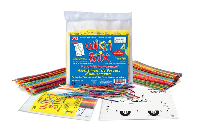 WikkiStix Assorted Fun Favors, Pack of 50. Arts and Crafts, Non Toxic, Waxed Yarn. Made in The USA. 8 Wikki Stix + Fun Playsheet. Manipulative Toys Used in The Classroom, at Home and While Traveling. - Image 1