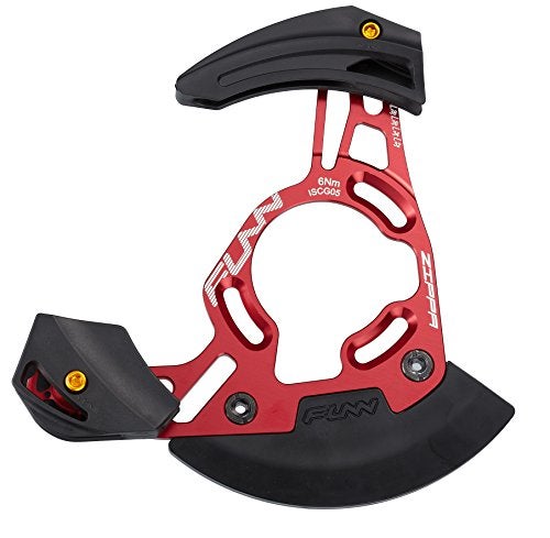 Funn Zippa DH Chain Guide, ISCG05 Interface, BSA Adapter Included, 32T-38T, Mountain Bike Chain Protector (Red) - Image 1