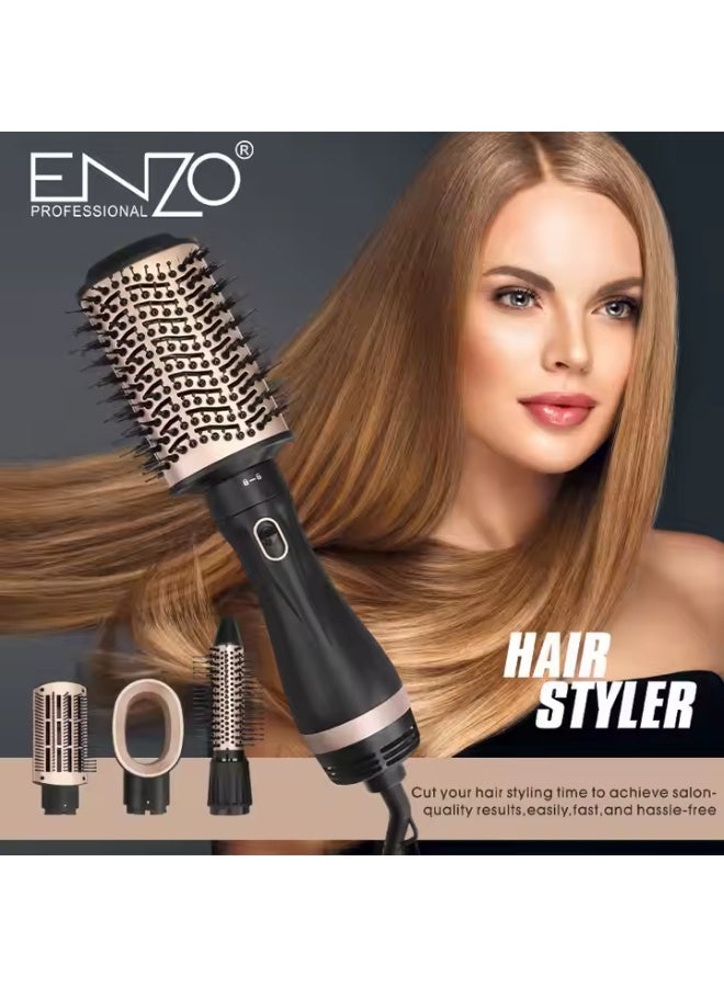 ENZO EN-6207 4-in-1 Hair Styling Tool Set – One Step Hair Dryer, Straightener, Curler & Volumizer with Interchangeable Brush Heads, Adjustable Heat & Ionic Technology - Image 4