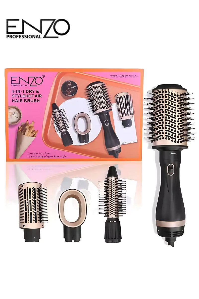 ENZO EN-6207 4-in-1 Hair Styling Tool Set – One Step Hair Dryer, Straightener, Curler & Volumizer with Interchangeable Brush Heads, Adjustable Heat & Ionic Technology - Image 1