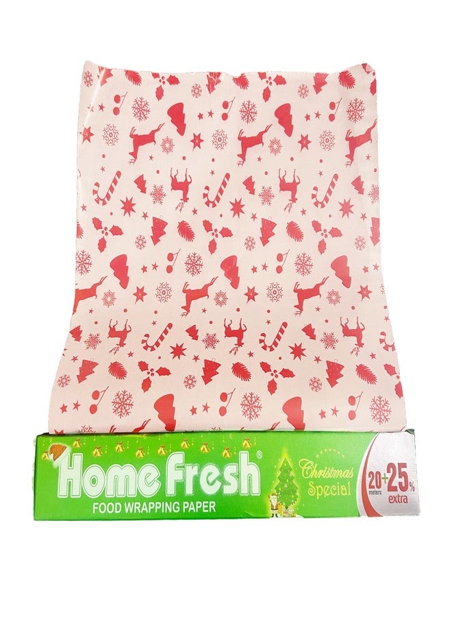 HOMEFRESH هوم فريش | ورق زبدة بنمط عيد الميلاد بطول 25 متر - ورق خبز غير لاصق للخبز والطهي في العطلات (25 متر) - Image 1