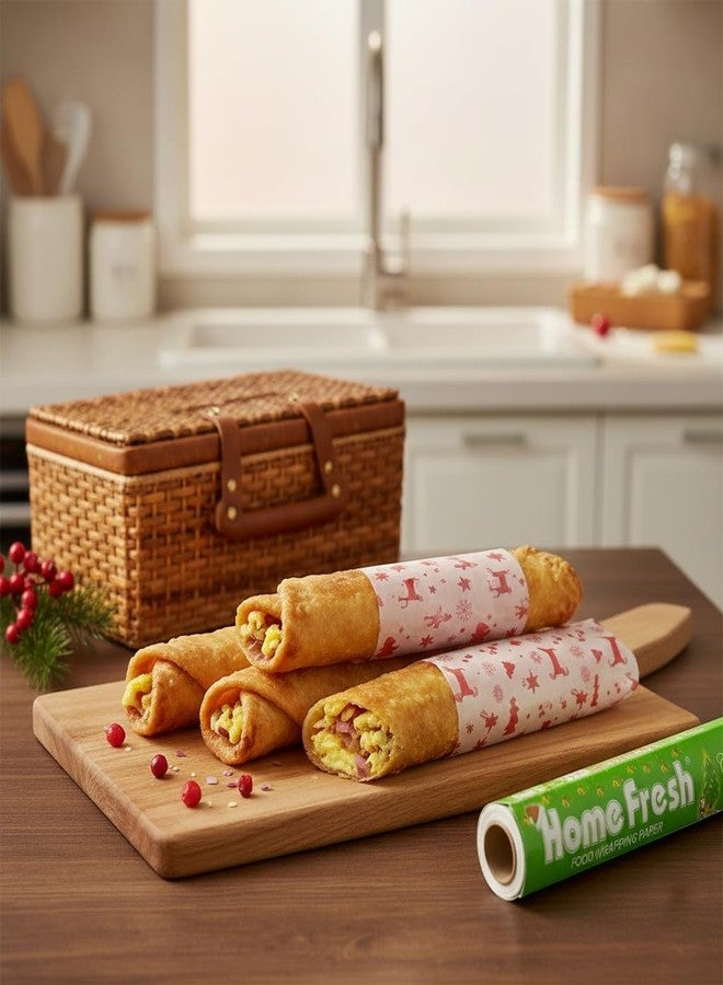 HOMEFRESH هوم فريش | ورق زبدة بنمط عيد الميلاد بطول 25 متر - ورق خبز غير لاصق للخبز والطهي في العطلات (25 متر) - Image 5