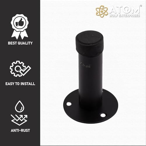 Atom 3 Inch Door Back Silencer/Stopper | Adjustable Height & Rubber Tip | (DS-Door Silencer) (5, Black) - Image 2