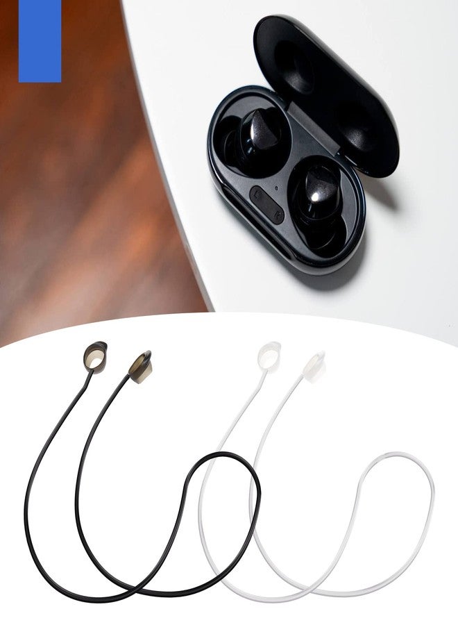 Create idea 2pcs Wireless Earphone Silicone Anti-Lost Strap Compatible with Galaxy Buds/Buds Plus Headphone Straps Earphone Anti-Lost Strap Hanging Neck Rope Black&White - Image 2