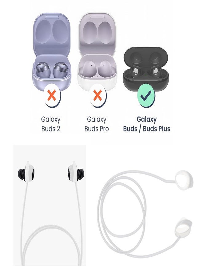 Create idea 2pcs Wireless Earphone Silicone Anti-Lost Strap Compatible with Galaxy Buds/Buds Plus Headphone Straps Earphone Anti-Lost Strap Hanging Neck Rope Black&White - Image 4