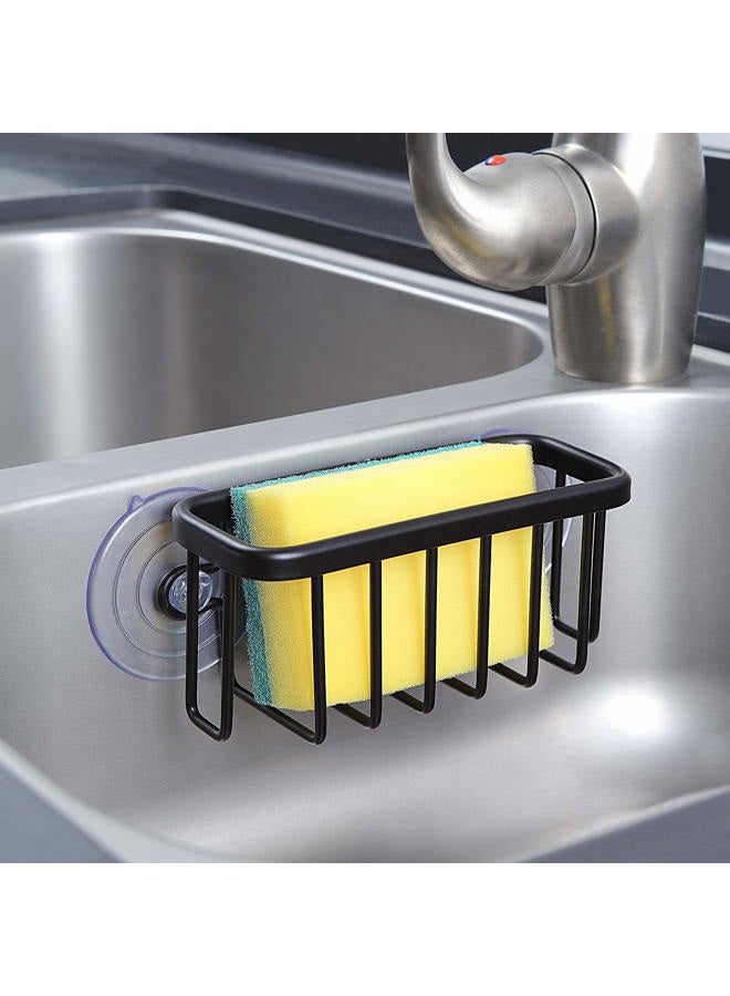 SunnyPoint NeverRust Kitchen Sink Suction Holder for Sponges, Scrubbers, Soap, Kitchen, Bathroom, 6" x 2.5" x 2.75", Aluminum (BLACK) - Image 2